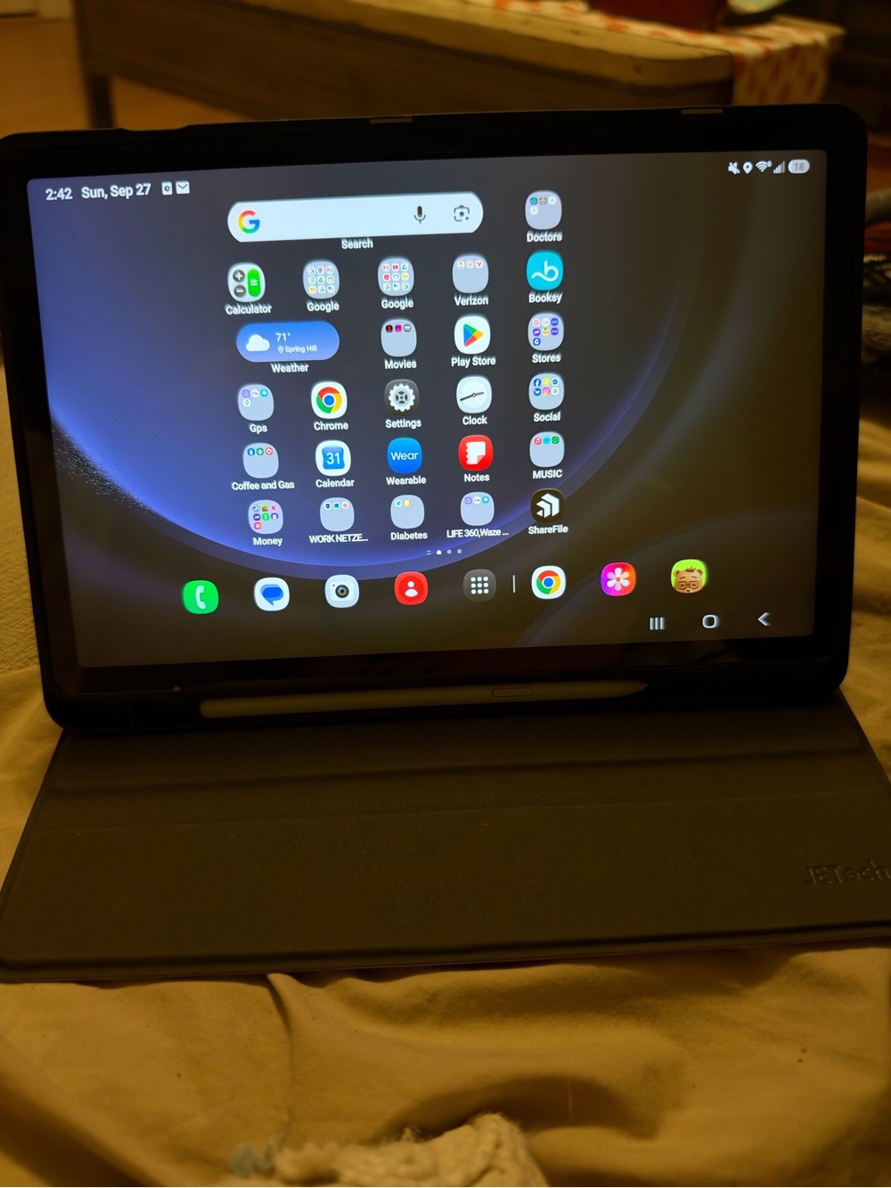 Samsung Tablet in Black Folio Case with Stand